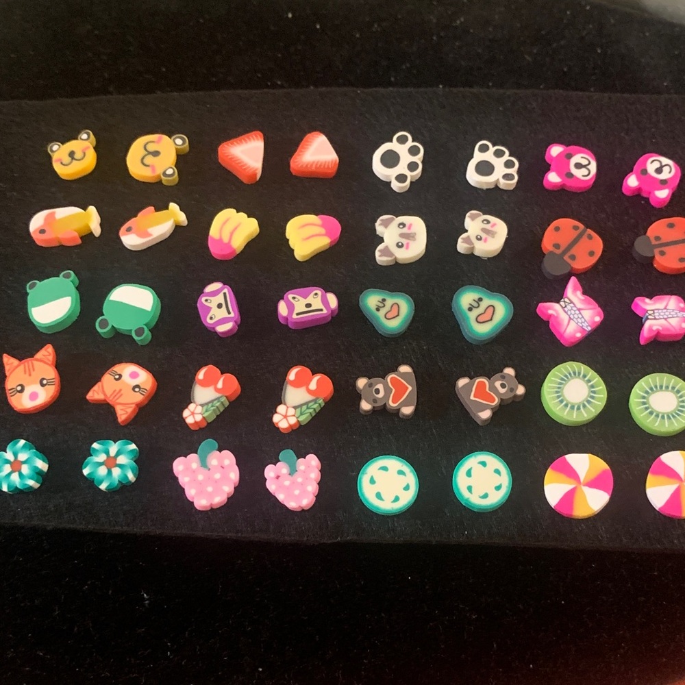 Colorful Kids Animal and Fruit Earrings Set